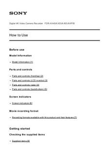 Sony FDR AX53 manual. Camera Instructions.